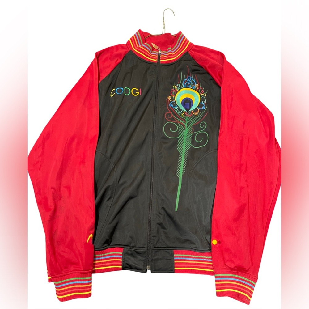 Vintage Coogi Full Zip Track Jacket XXXL Red Black Colorful Embroidered
